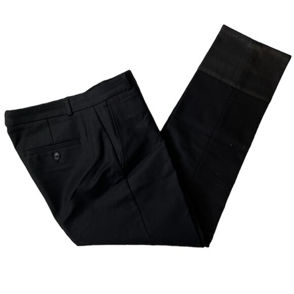 Banana Republic Leather Ankle Trim Black Pants Trousers Size 4 - Picture 1 of 12